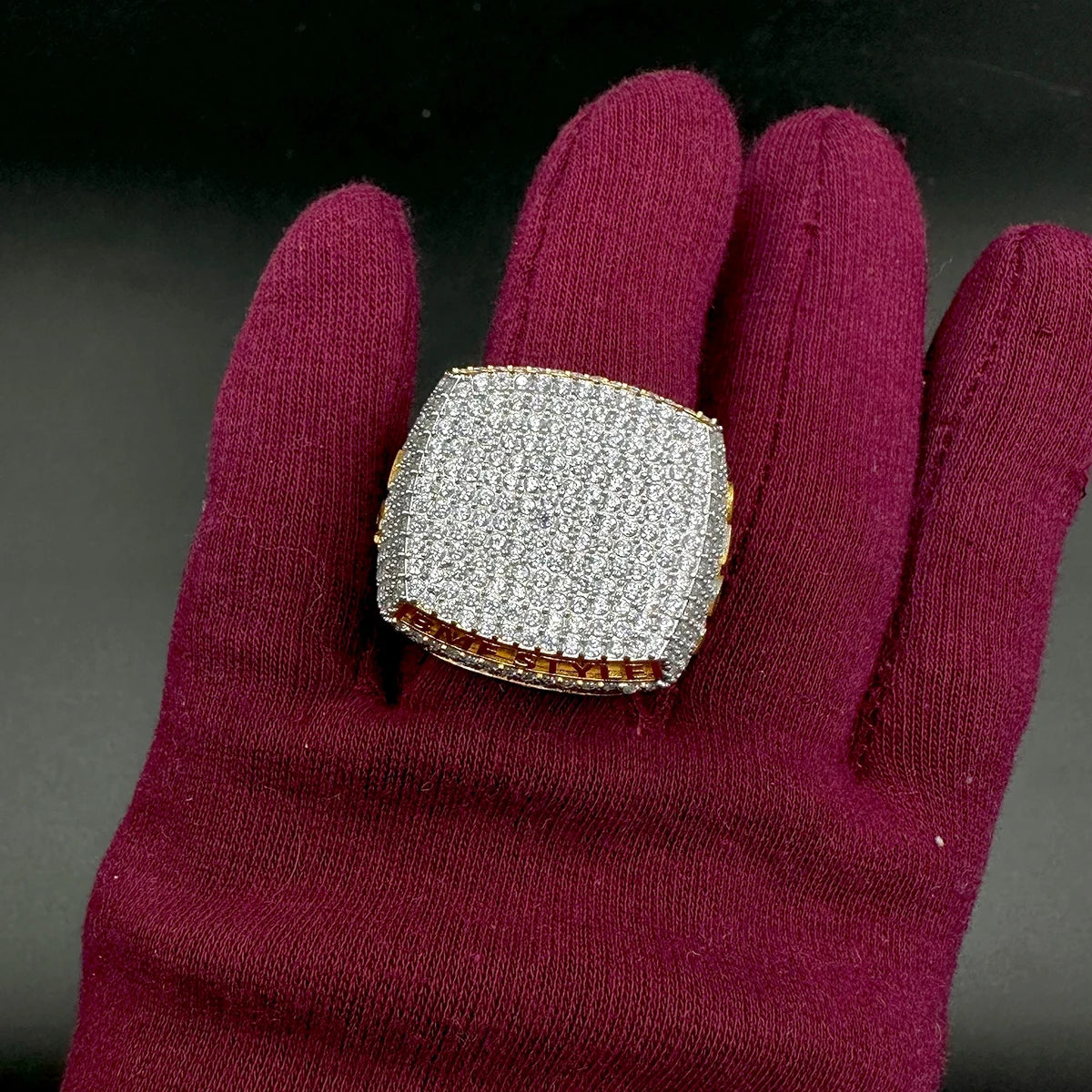 Aokaishen Custom Ring for Men Full Iced Out Cubic Zirconia Personalized Name Finger Charm Hip Hop Jewelry