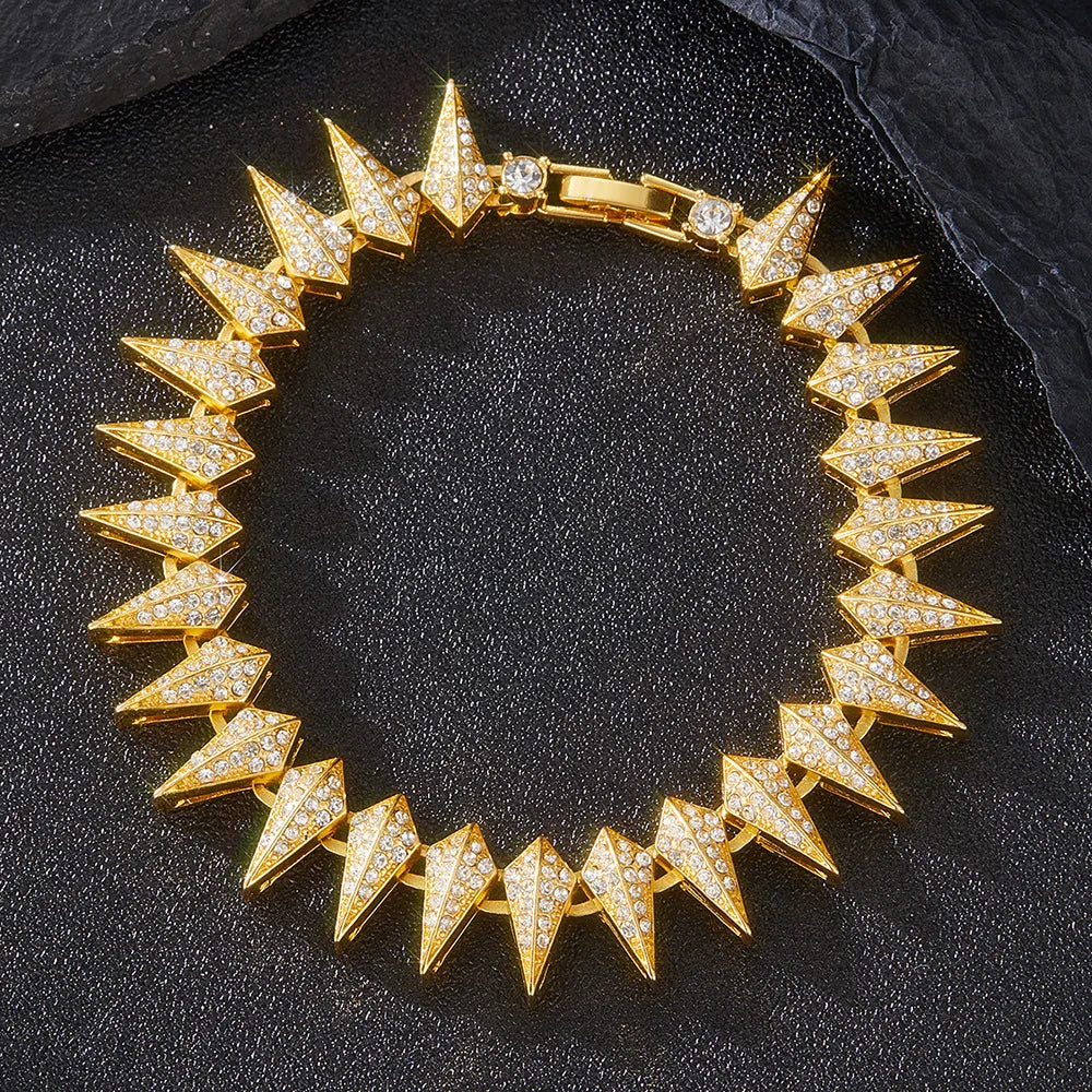 Bracelet chaîne cubaine scintillante au style hip-hop