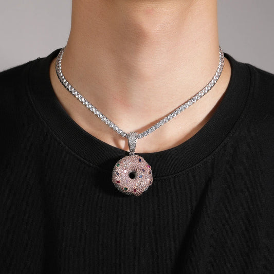 Collier hip hop avec pendentif donut