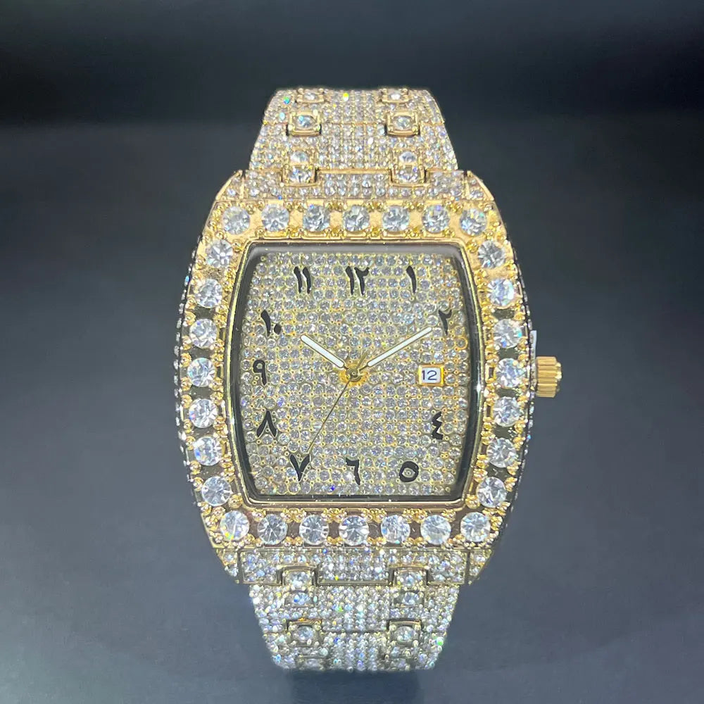 Montre diamanter avec boitier en tonneau