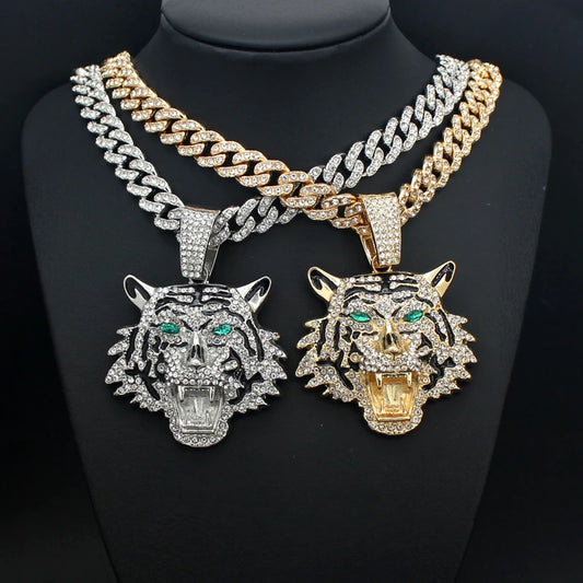 Collier hiphop avec pendentif TIGER