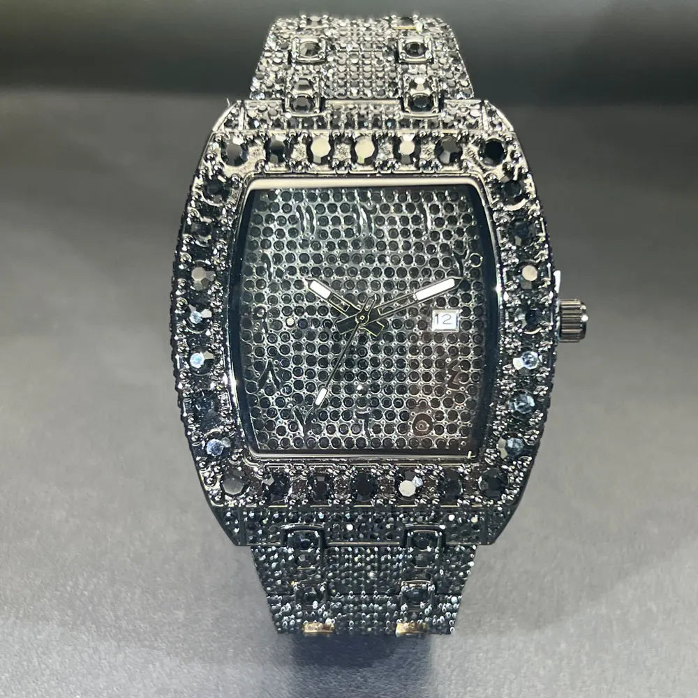 Montre diamanter avec boitier en tonneau